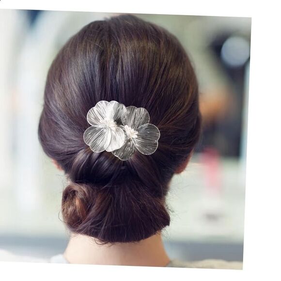 Silver Floral Beach Hair Comb Accessory New - Picture 2 of 11